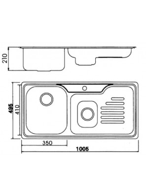 BARENO S/S Top Mount Sink 1005x495x210x1mmthk W2102F (LINEN)