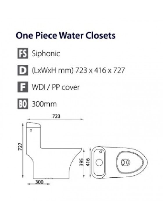 BARENO Colly 3/6L One Piece Siphonic WC BO 300mm S13003