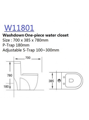 BARENO Trend 3/6L One Piece Washdown WC BO 250mm W11801 BARENO Trend 3/6L One Piece Washdown WC BO 250mm W11801