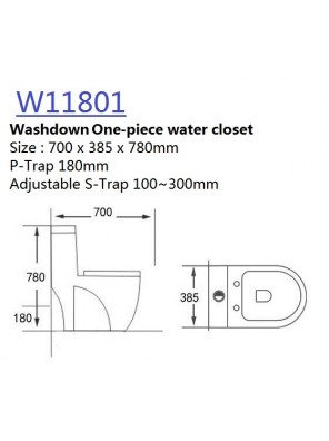 BARENO Trend 3/6L One Piece Washdown WC HO 180mm W11801 BARENO Trend 3/6L One Piece Washdown WC HO 180mm W11801