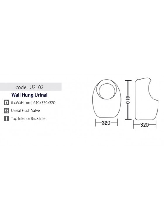BARENO Urinal Bowl Size:610x320x320mm (White) U2102 BARENO Urinal Bowl Size:610x320x320mm (White) U2102