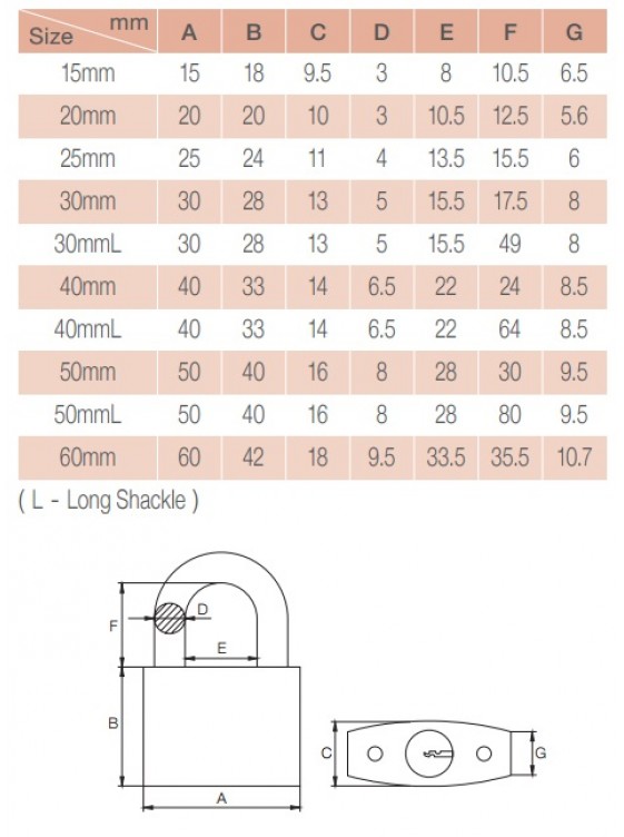 GERE 30mm Solid Brass Padlock (Blister Card) CL5430