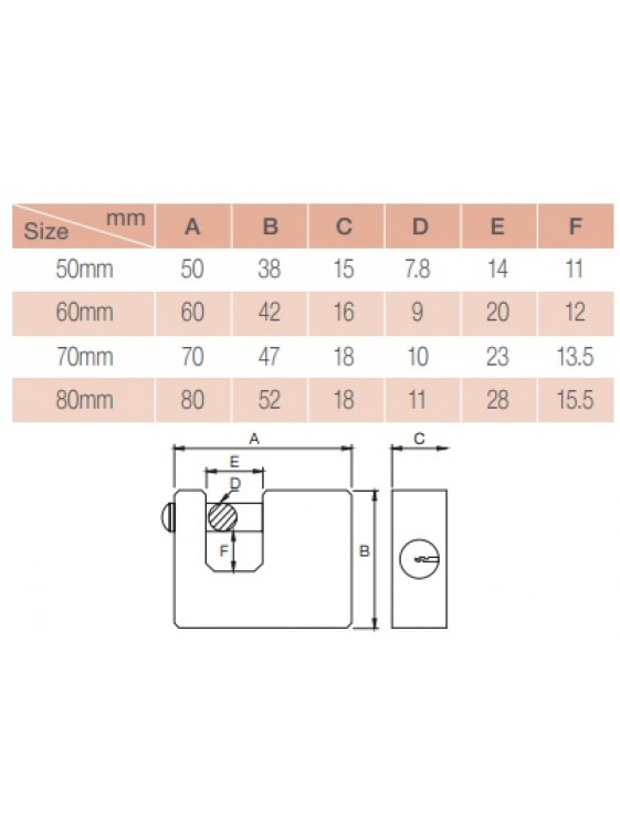 GERE 50mm Armoured Lock Spring Loaded CL6150