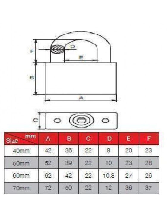 GERE CL99 - 70mm Anti Cut Padlock (5nos/set) CL99705KA - Granit