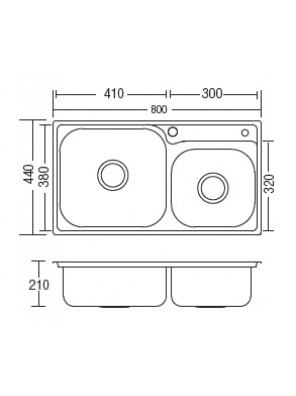 HEAD S/S Kitchen Sink With 100mm Waste HDKS-8044 HEAD S/S Kitchen Sink With 100mm Waste HDKS-8044