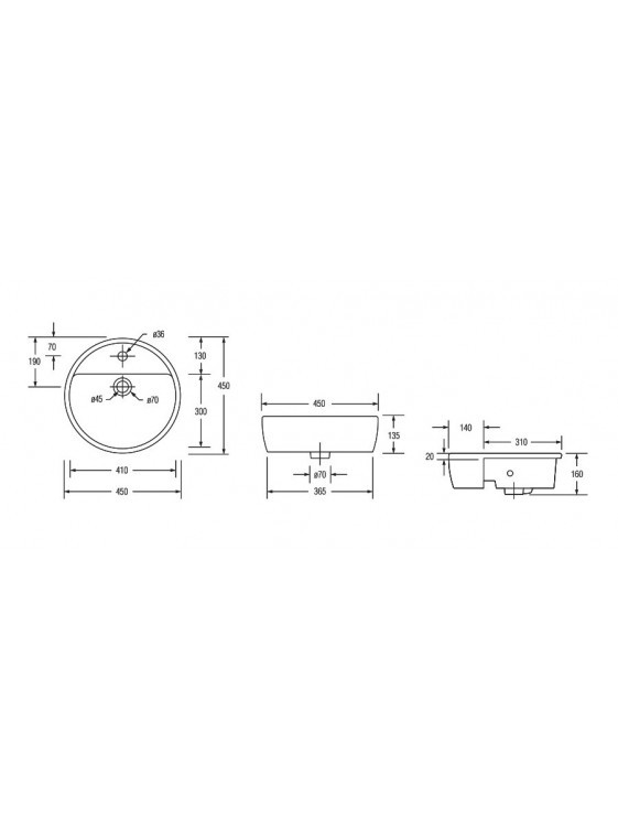 Johnson Suisse BASEL Semi-Recessed Basin (White) WBAABA201WW Johnson Suisse BASEL Semi-Recessed Basin (White) WBAABA201WW
