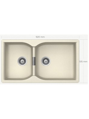 BARENO SUPRA N-175XL (MAGNOLIA) 2Bowl Cristadur Granite Sink