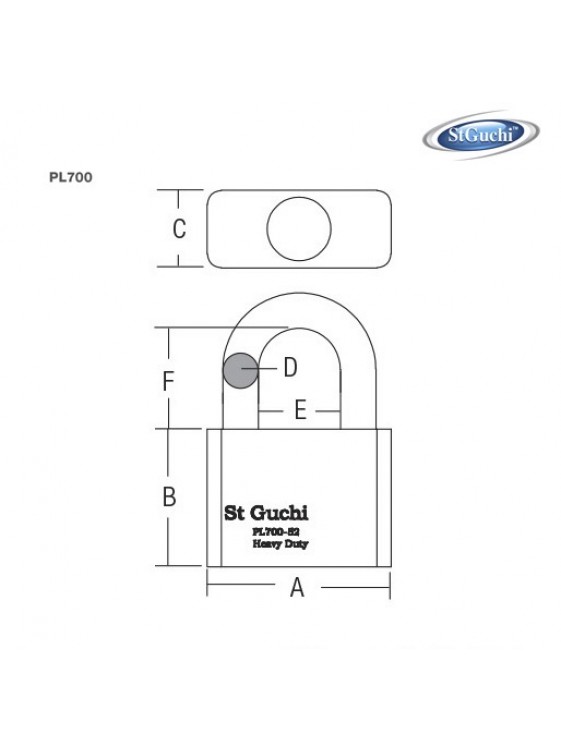 ST.GUCHI 50mmx2pc K/Alike Brass H/D Pad Lock SGPL100N/502 ST.GUCHI 50mmx2pc K/Alike Brass H/D Pad Lock SGPL100N/502