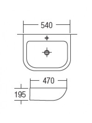 ZELLA Wall Hung Basin Size:540x470x195mm (White) L-207 ZELLA Wall Hung Basin Size:540x470x195mm (White) L-207
