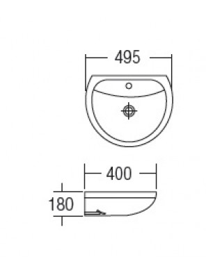 ZELLA Wall Hung Basin Size:495x400x180mm (White) L-211 ZELLA Wall Hung Basin Size:495x400x180mm (White) L-211