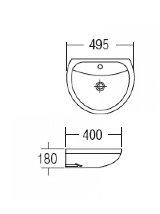 ZELLA Wall Hung Basin Size:495x400x180mm (White) L-211 