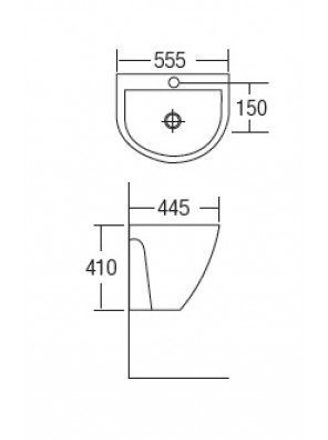 ZELLA Wall Hung Basin Size:555x445x410mm (White) L-230 ZELLA Wall Hung Basin Size:555x445x410mm (White) L-230