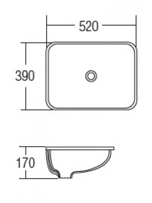 ZELLA Undercounter Basin 520x390x170mm (White) L-308 ZELLA Undercounter Basin 520x390x170mm (White) L-308