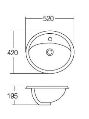 ZELLA Vanity Tap Basin Size:520x420x195mm (White) L-3300 ZELLA Vanity Tap Basin Size:520x420x195mm (White) L-3300