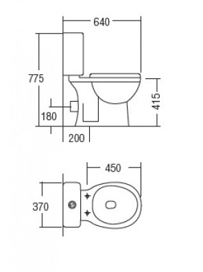 ZELLA Wash Down 2Piece Water Closet S Trap200mm(WHITE)C-100S ZELLA Wash Down 2Piece Water Closet S Trap200mm(WHITE)C-100S