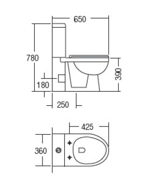 ZELLA Washdown 2Piece Water Closet S Trap 180mm(White)C-101P ZELLA Washdown 2Piece Water Closet S Trap 180mm(White)C-101P