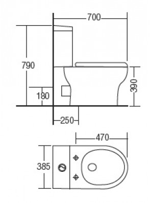 ZELLA WashDown 2Piece Water Closet S Trap 250mm(White) C-200 ZELLA WashDown 2Piece Water Closet S Trap 250mm(White) C-200