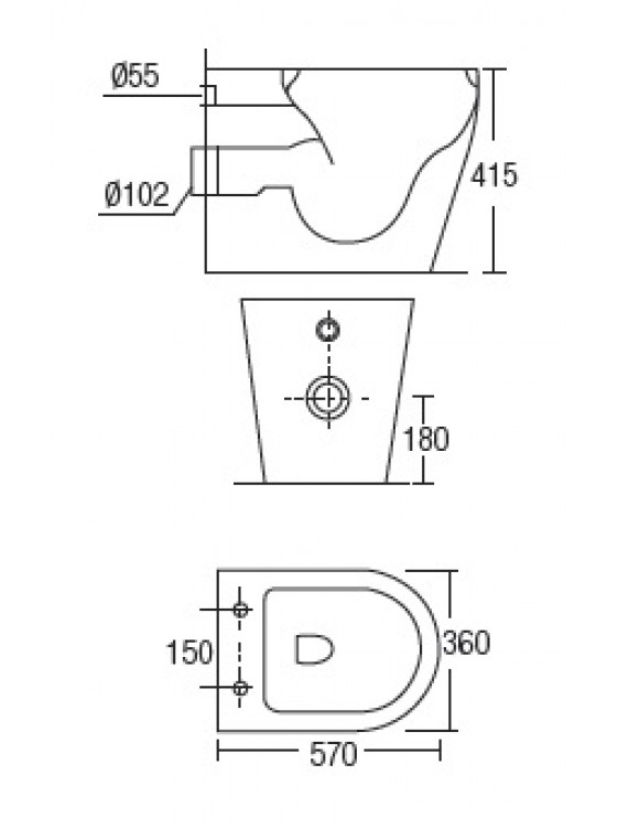 ZELLA Back Wall Wash Down WC set P Trap180mm (White) C-207P