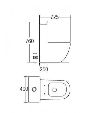 ZELLA Wash Down 1Piece Water Closet S Trap250mm(White) C-622 ZELLA Wash Down 1Piece Water Closet S Trap250mm(White) C-622
