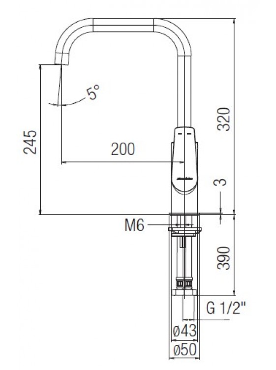 JOHNSON SUISSE Misano Single Lever 1/2" Deck Mounted Sink Mixer With Swivel Spout WBFA301333CP 